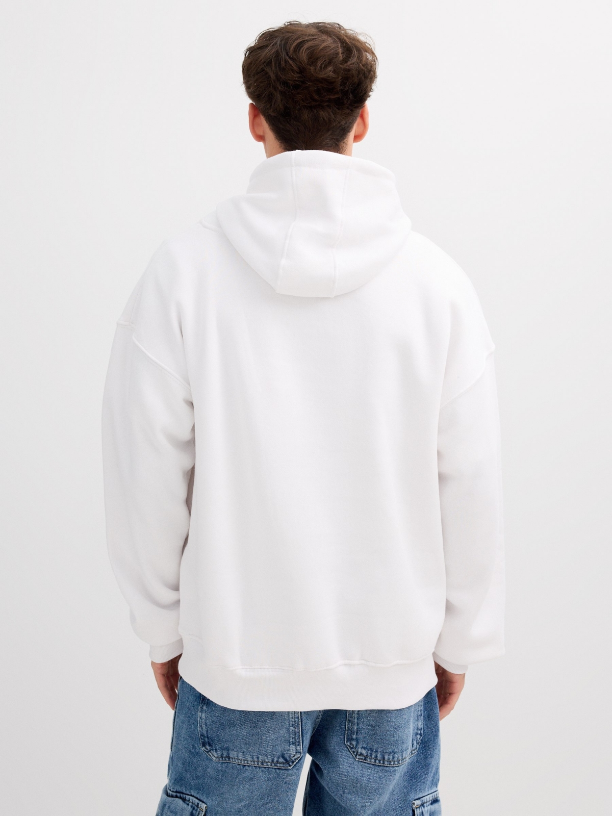 Moletom com capuz Cambridge branco vista meia traseira