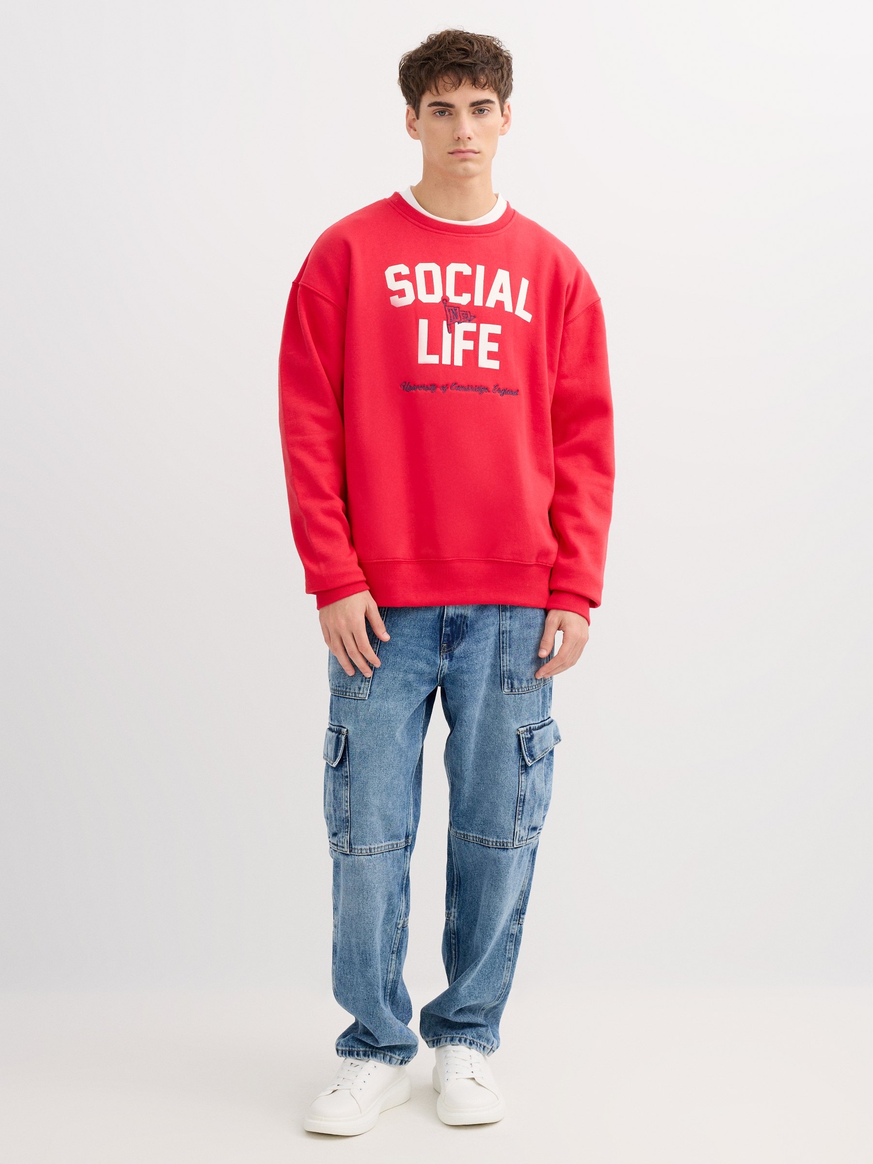 Sudadera varsity felpa rojo vista media frontal