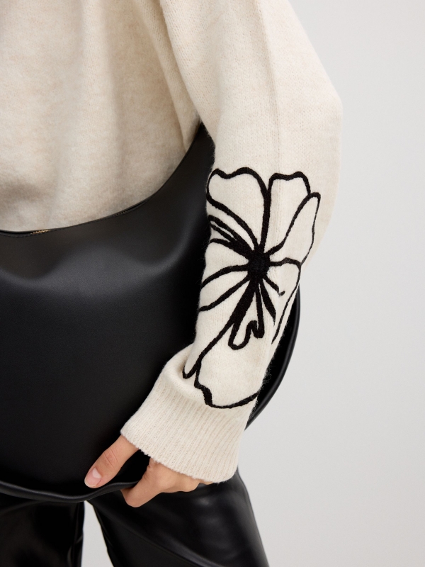 Bolsa efeito pele preta preto vista detalhe