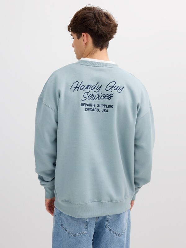 Sudadera felpa oversize azul vista media trasera