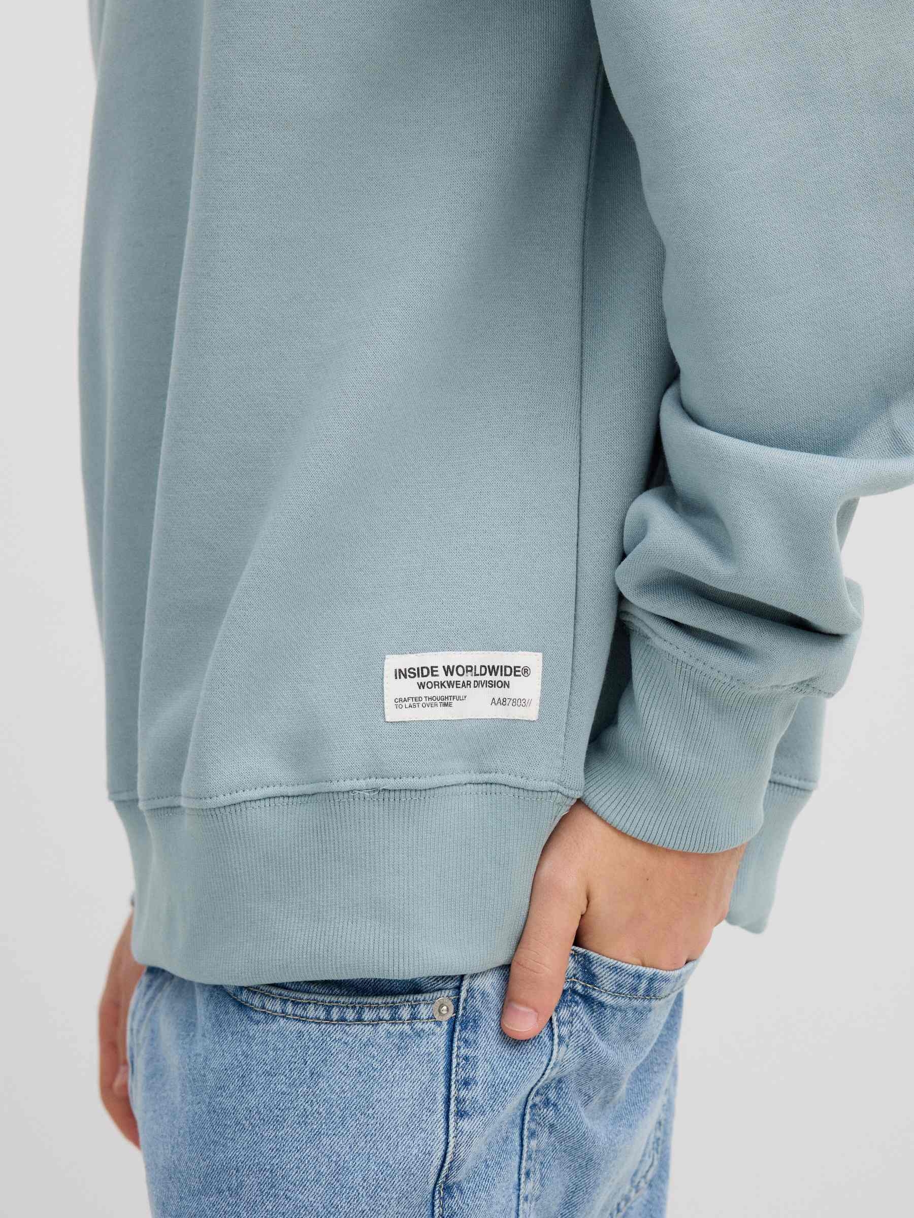 Oversized fleece sweatshirt blue middle front view