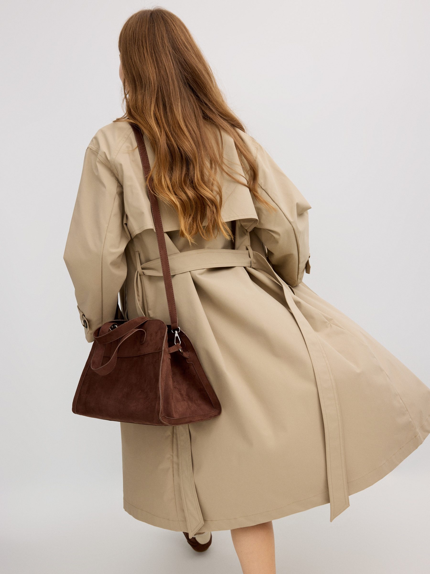 Bolso efecto piel marrón marrón vista general frontal