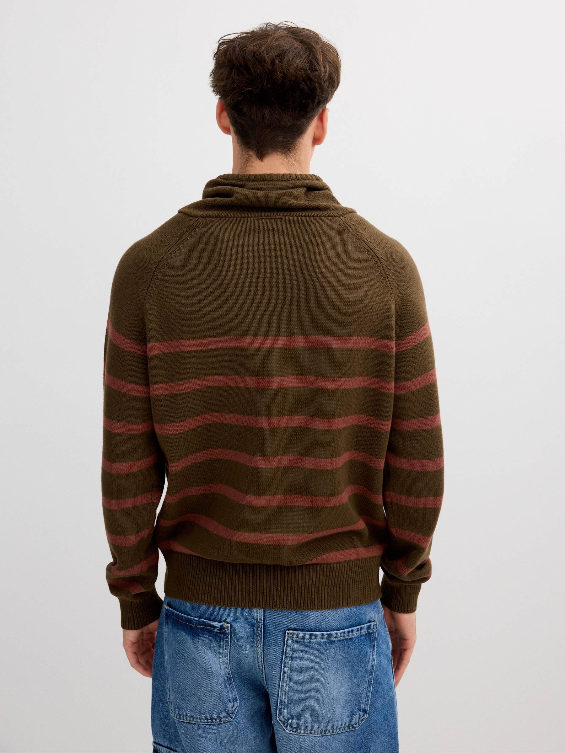 Striped knit sweater brown middle front view