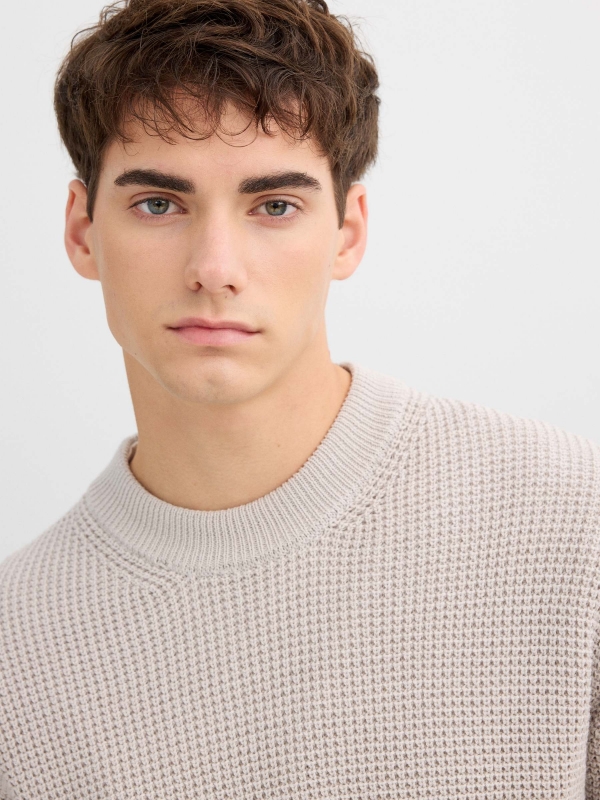 Jersey básico de punto cuello redondo crudo vista detalle