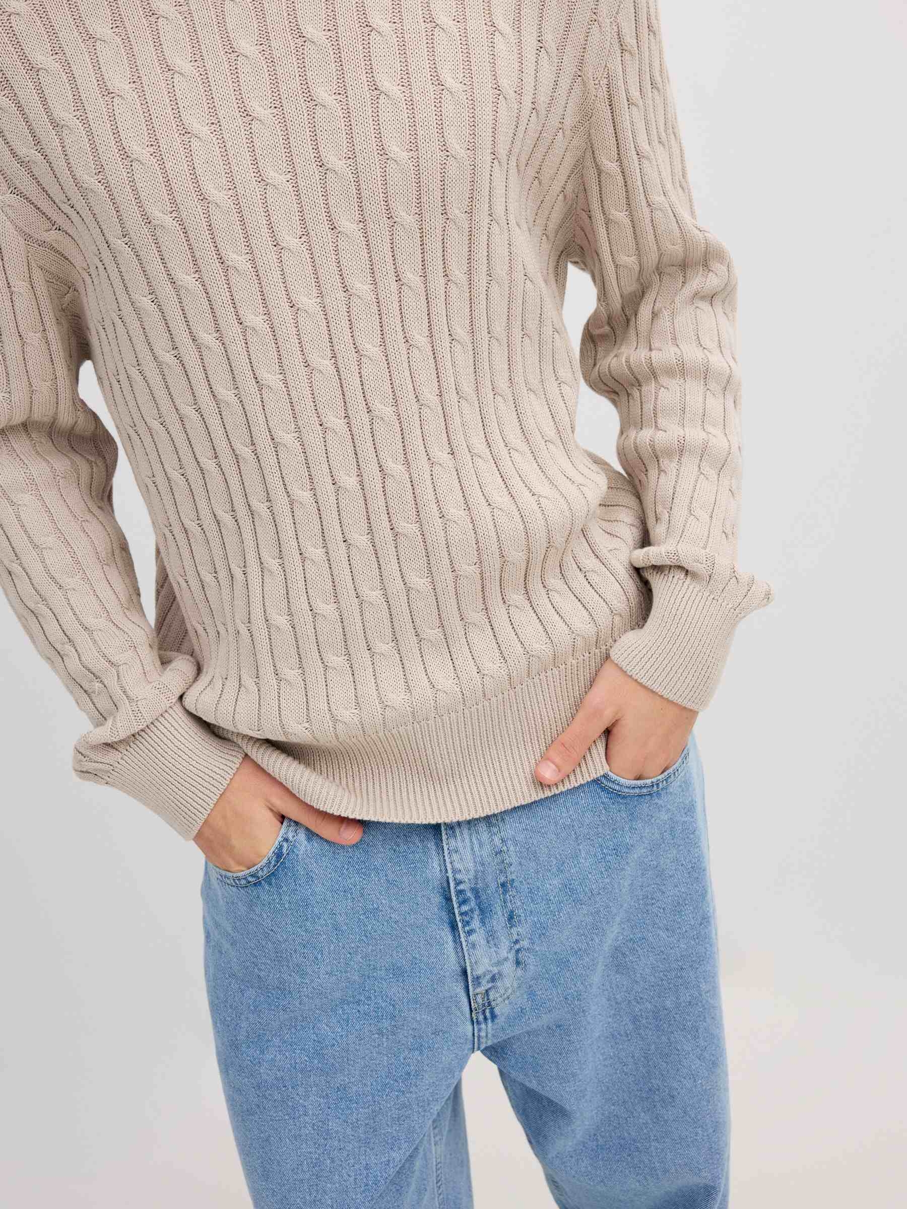 Jersey de punto cuello redondo crudo vista media frontal