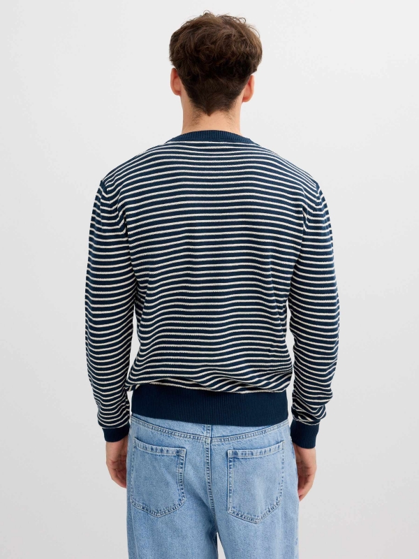 Striped sailor knit sweater navy middle back view