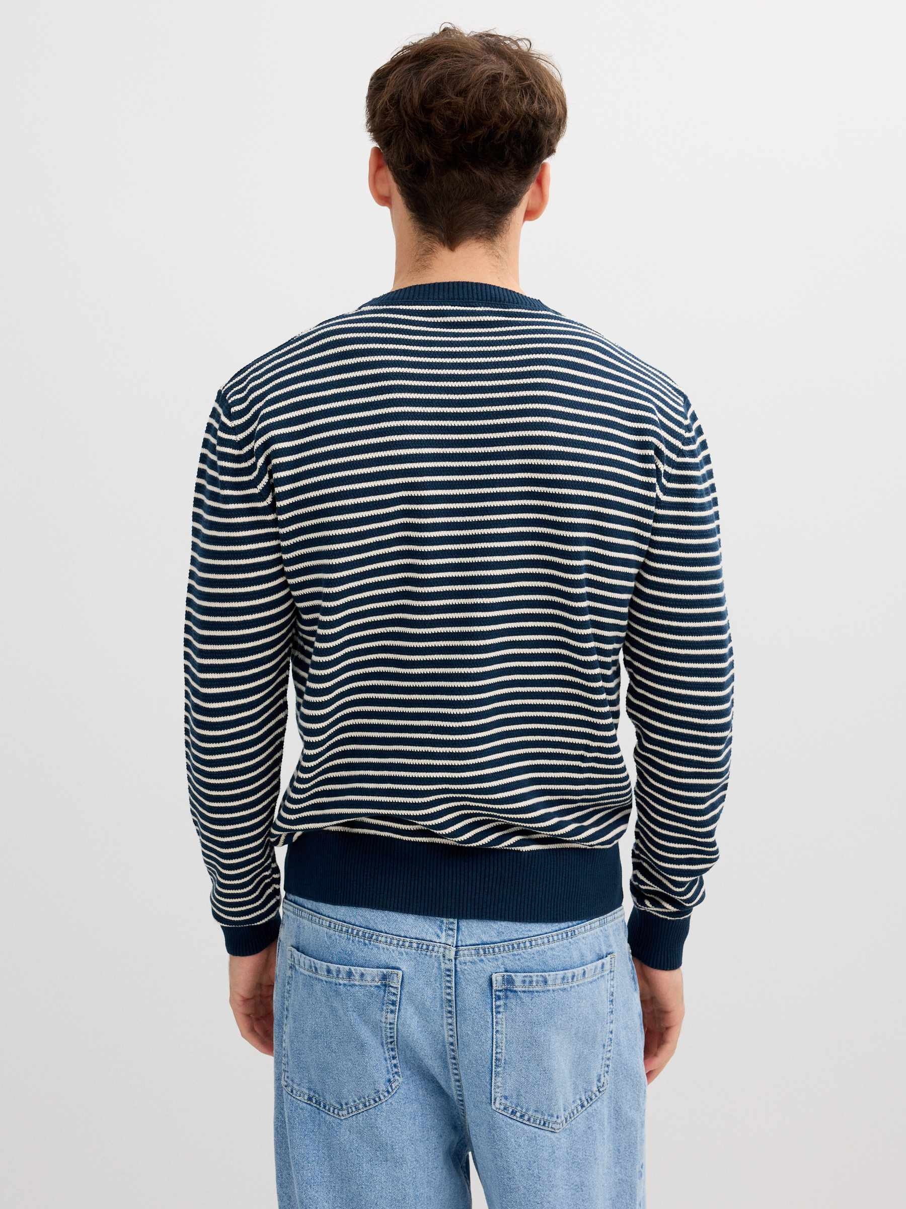 Striped sailor knit sweater navy middle front view