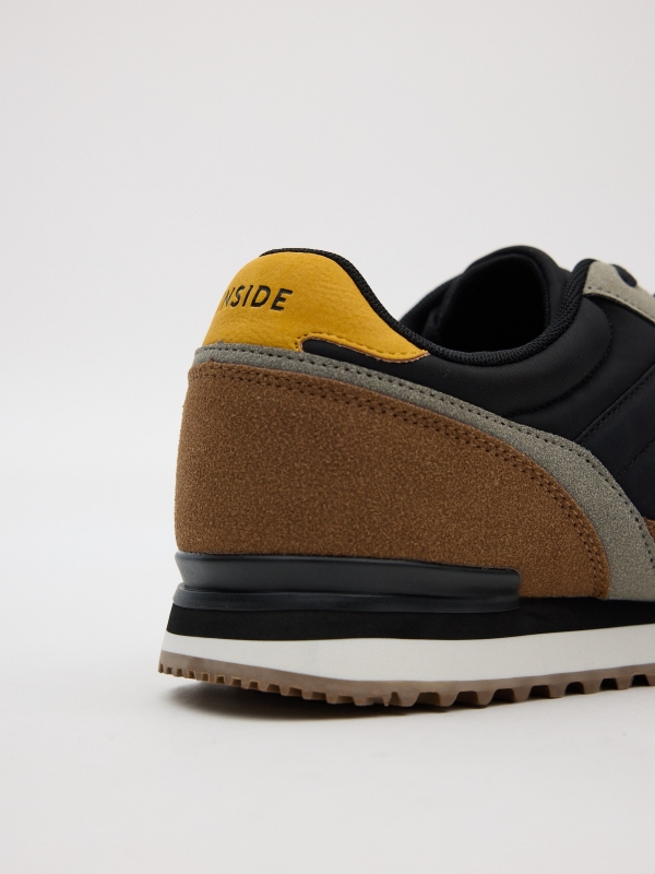 Deportiva casual nylon combinada gris oscuro vista detalle