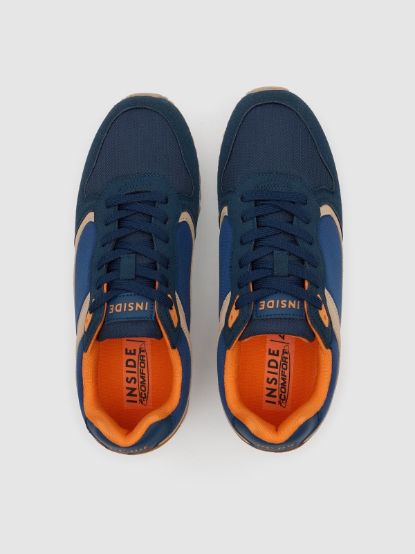 Deportiva casual nylon combinada azul vista cenital