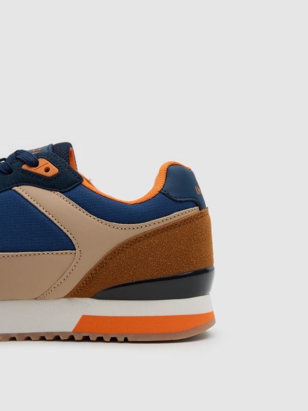 Esportiva casual nylon combinada azul vista detalhe