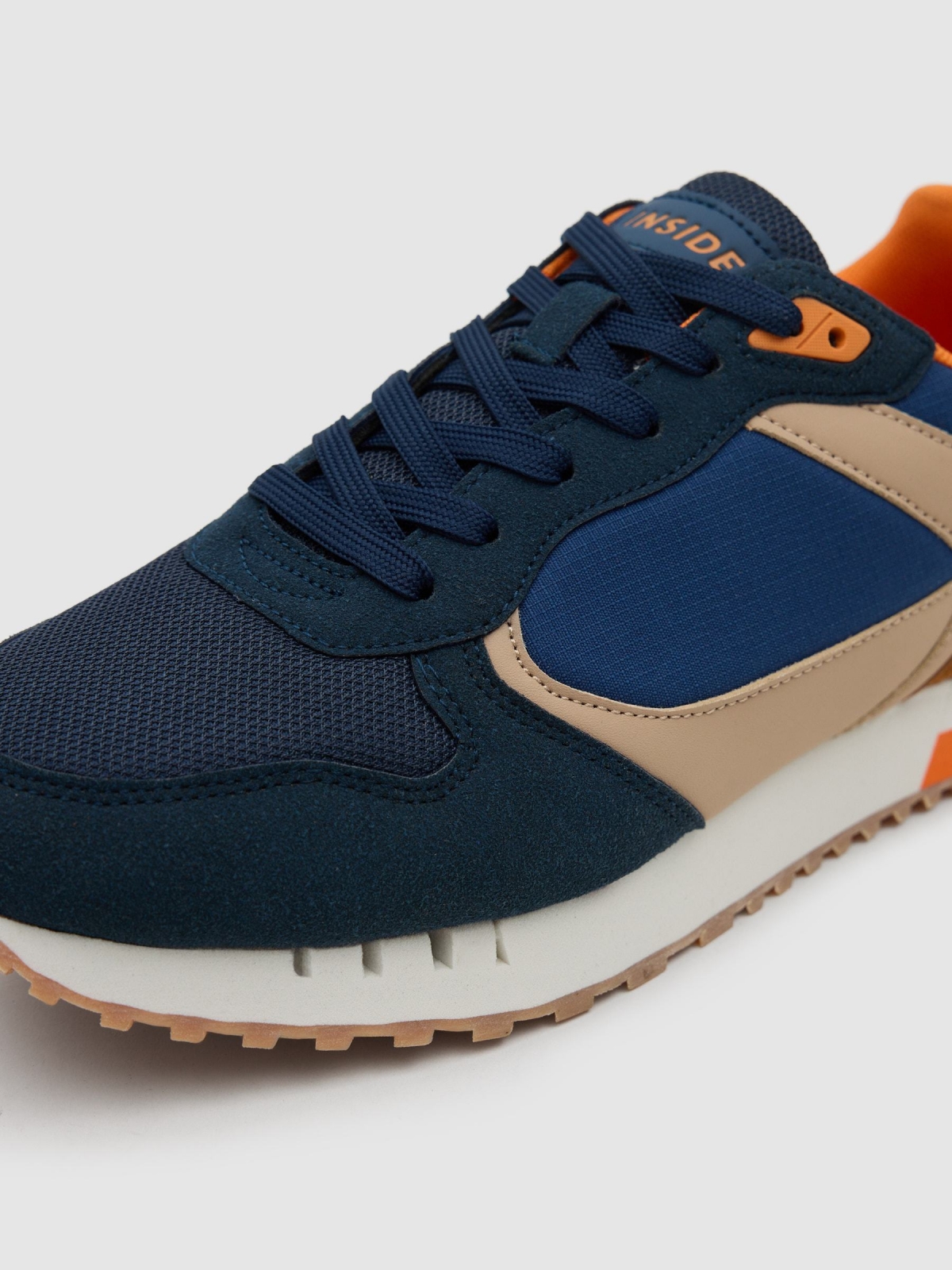 Esportiva casual nylon combinada azul vista detalhe