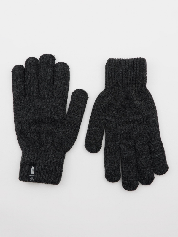Guantes punto gris vista detalle