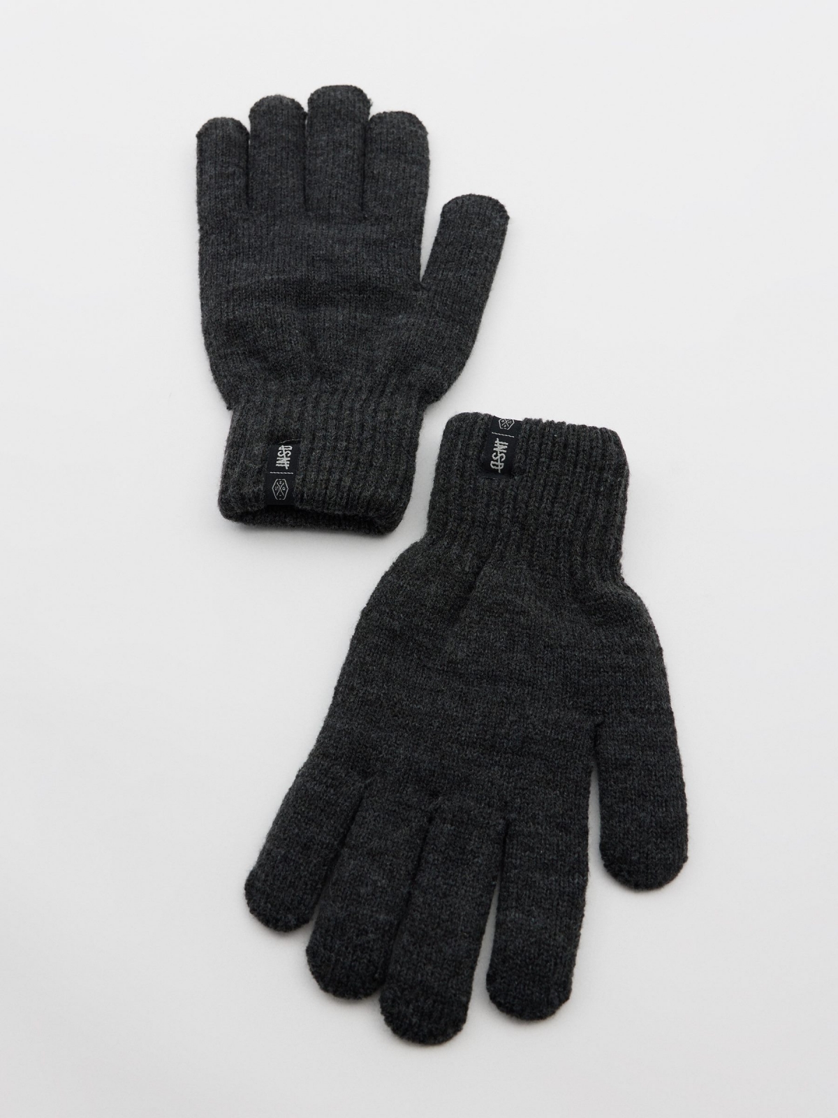 Guantes punto gris vista detalle