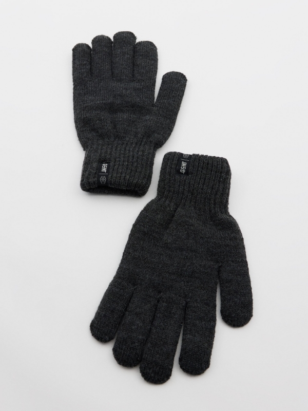 Knit gloves grey detail view