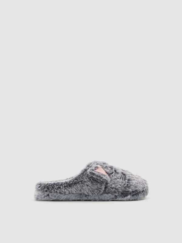 Pantufas de gatinho branco vista geral frontal