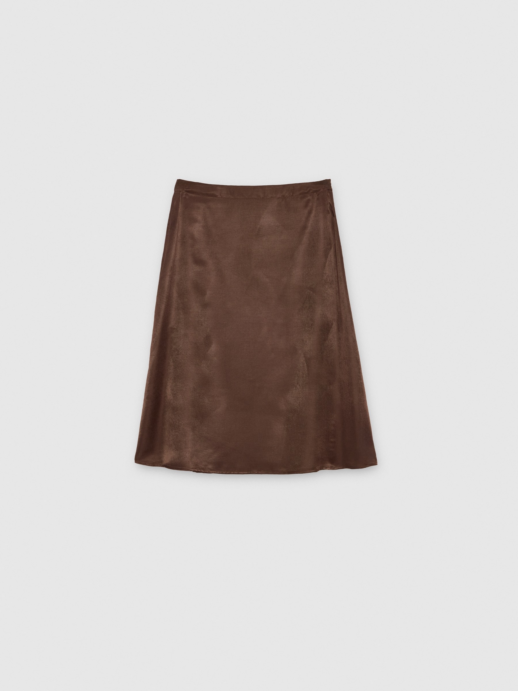 Brown faux leather midi skirt