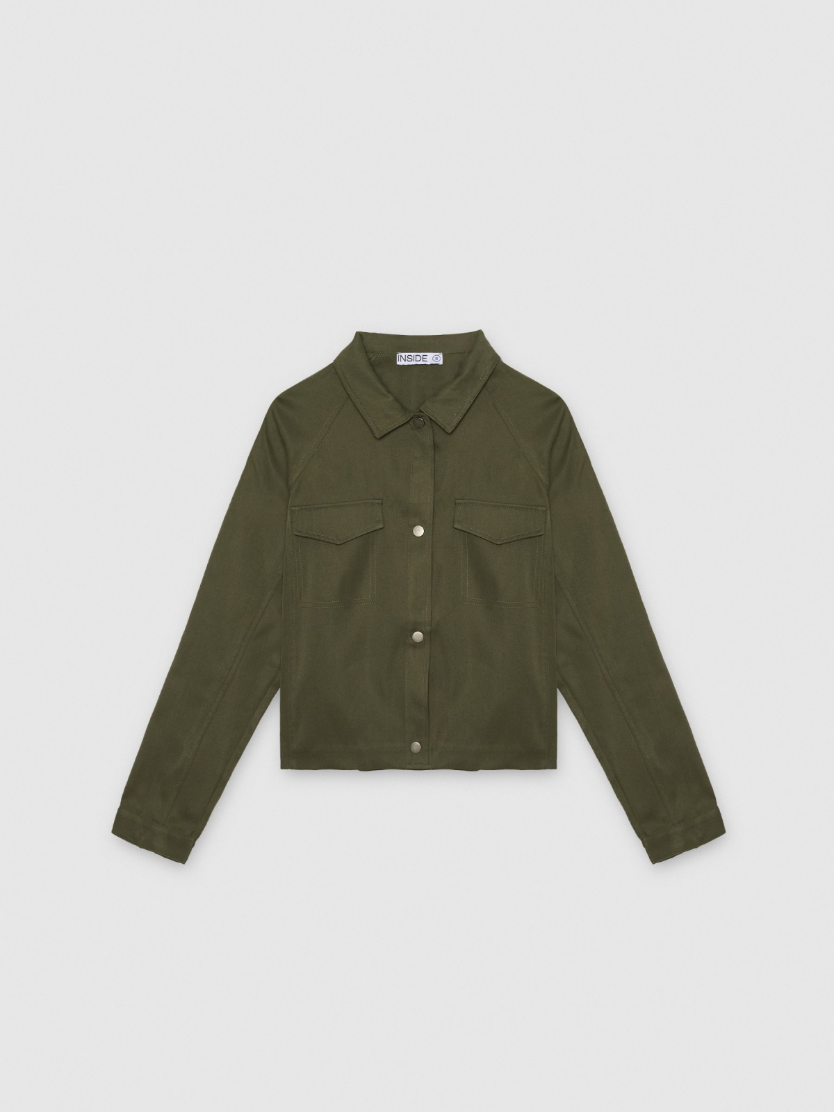 %Pto% Camisa cropped efeito couro verde verde vista frontal