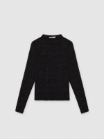 %Pto% Long sleeve slim lurex t-shirt black front view