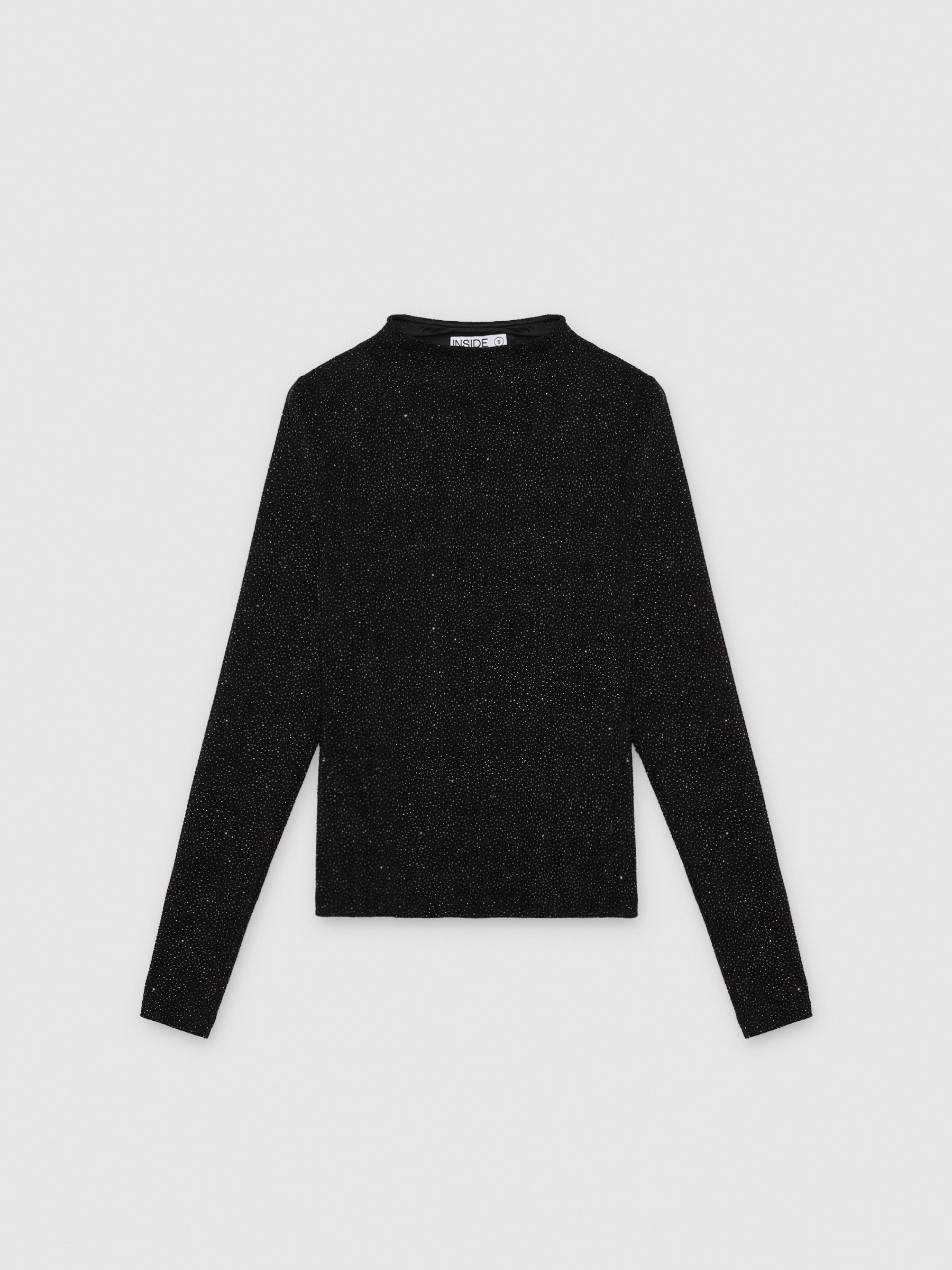 %Pto% Camiseta lurex manga longa slim preto vista frontal