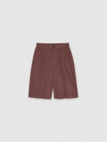 %Pto% High-waisted fluid Bermuda brown front view