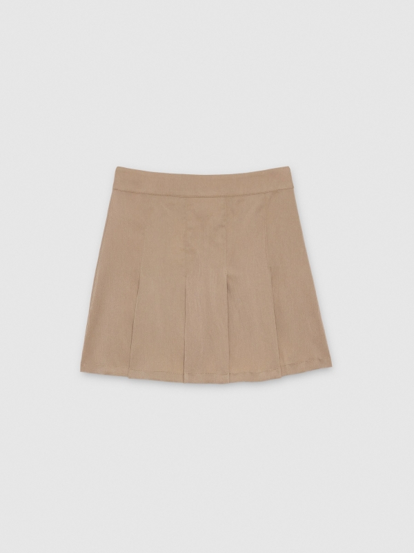  Falda mini plisada beige arena vista frontal