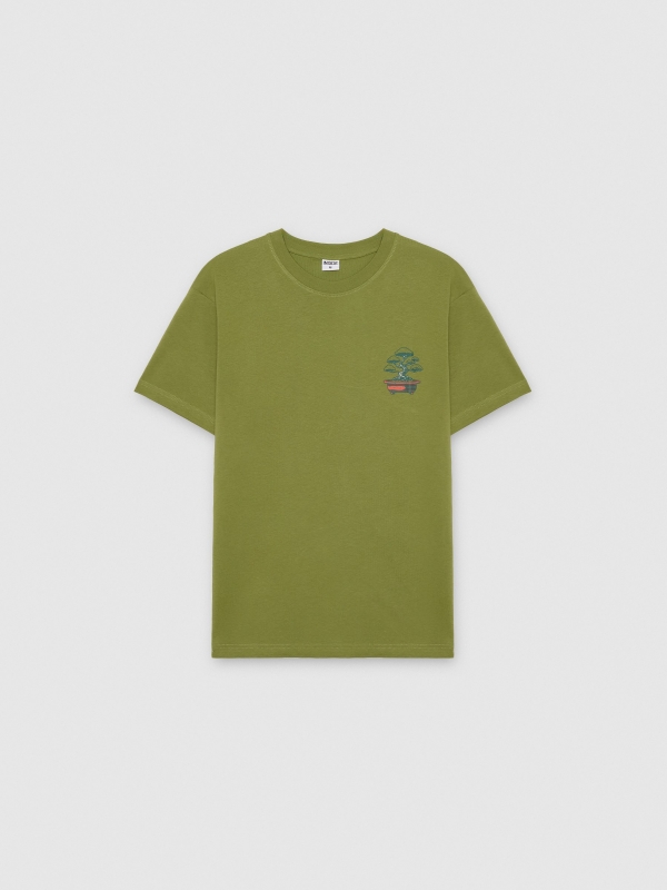 Green t-shirt with Japanese print green front view