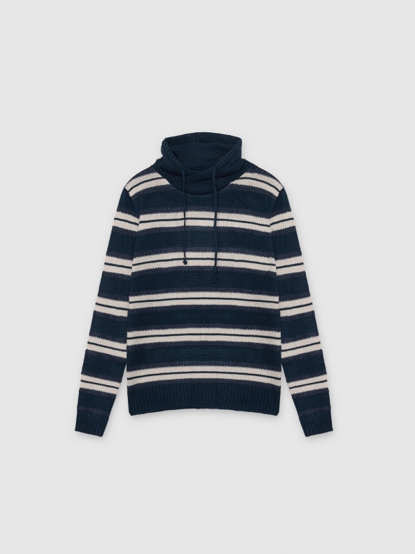  Striped knit sweater navy front view