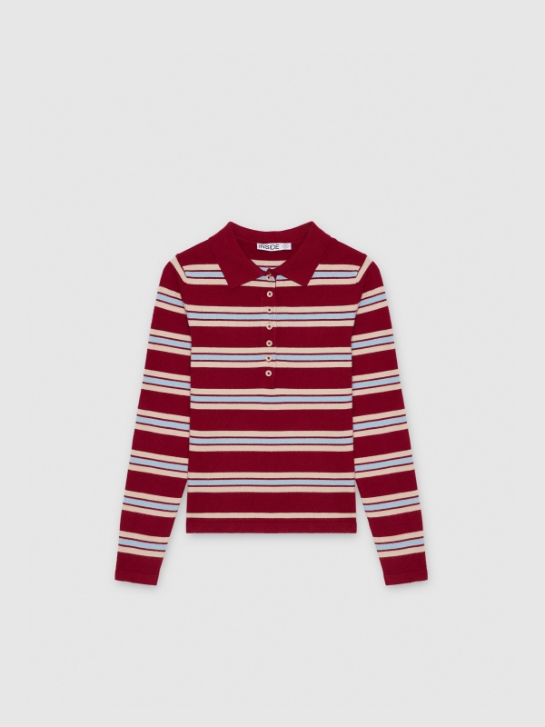  Striped knit polo jersey multicolor front view