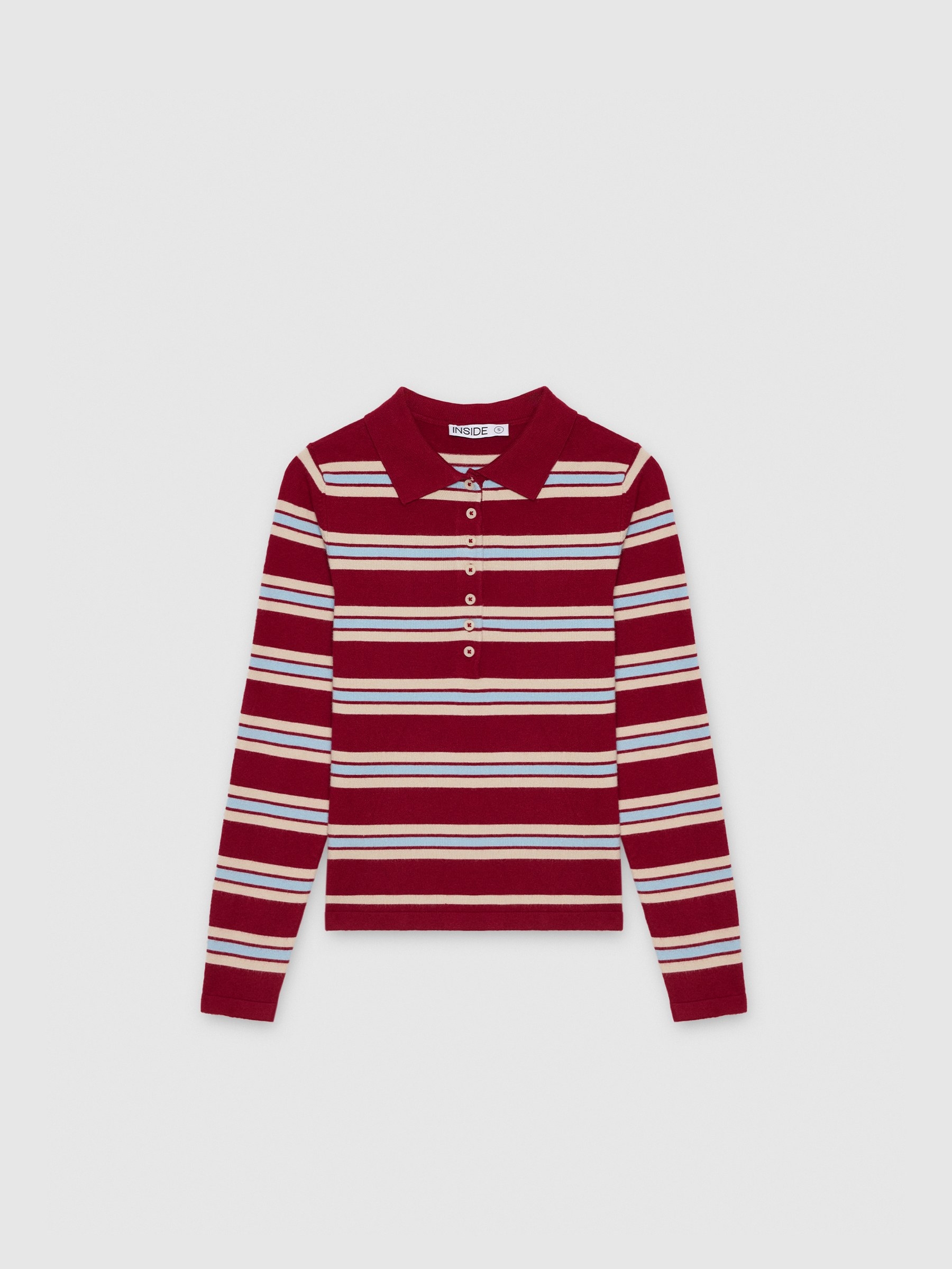  Striped knit polo jersey multicolor front view