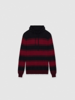 %Pto% Striped knit sweater burgundy front view