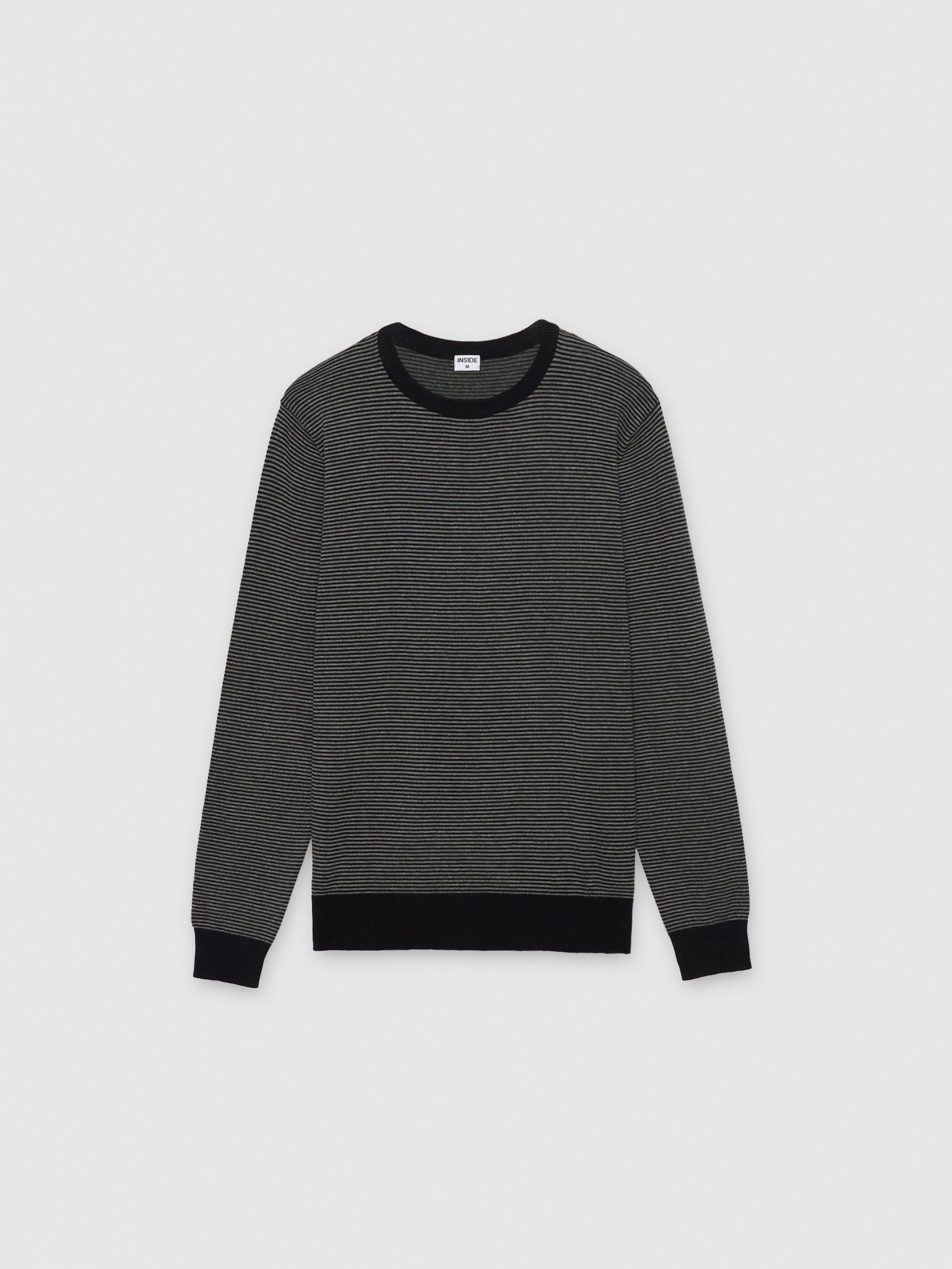 Striped knit sweater with a round neck