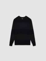 %Pto% Striped knit sweater with a round neck black front view