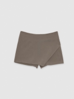 %Pto% Saia-calção assimétrica taupe vista frontal