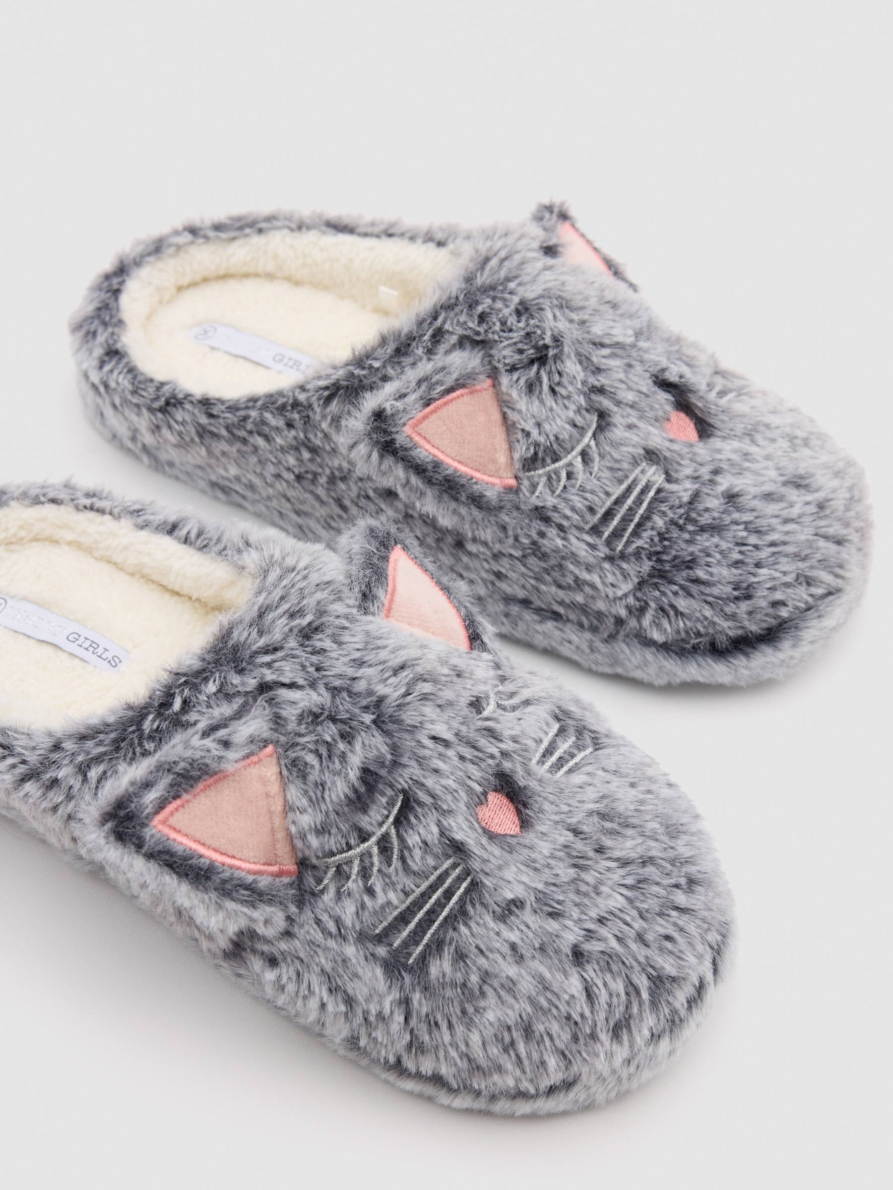 Zapatillas de casa gatito blanco vista general frontal