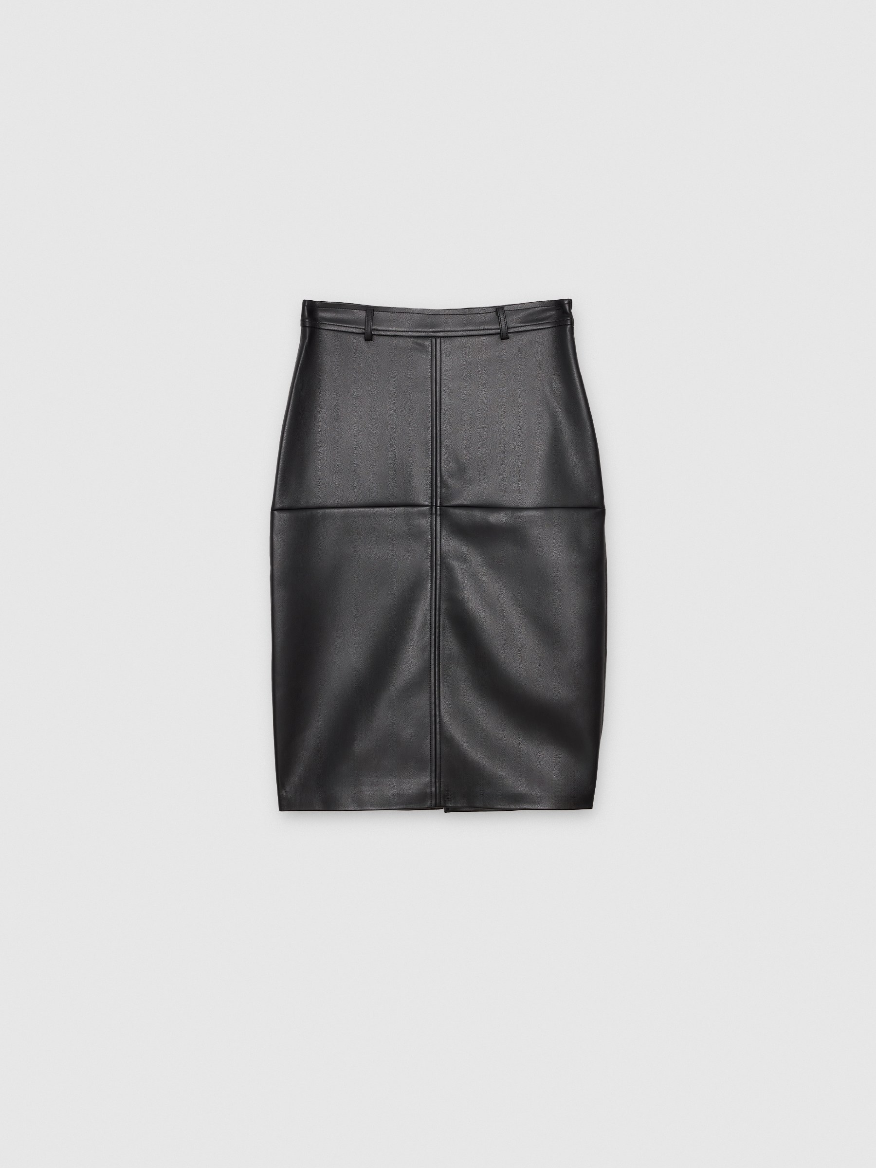 Fitted midi skirt with leather effect