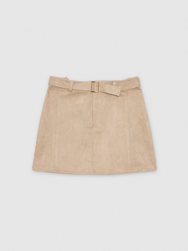  Mini suede skirt sand front view