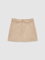 %Pto% Mini suede skirt sand front view