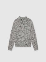 %Pto% Fleece turtleneck sweater grey front view