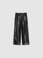 %Pto% Straight fit leather effect pants black front view