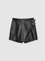 %Pto% Skort leather effect black front view