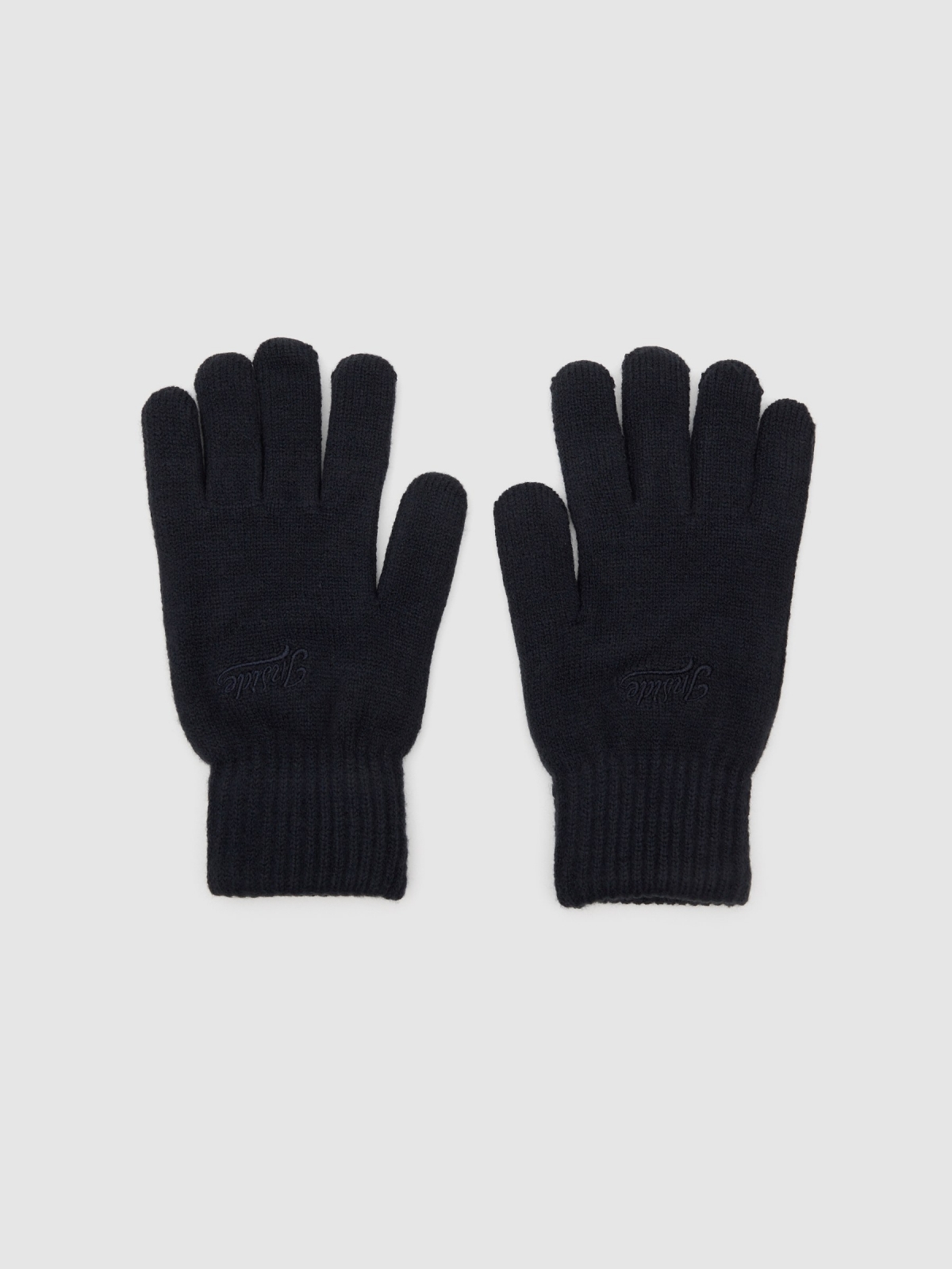 Guantes bordado marca azul oscuro