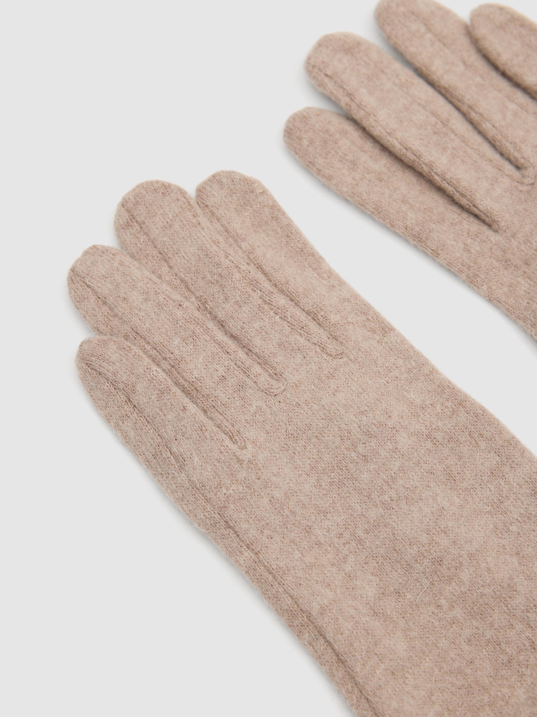 Guantes con lana beige