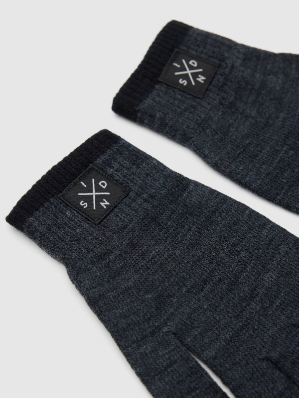 Guantes táctiles combinados gris oscuro vista detalle