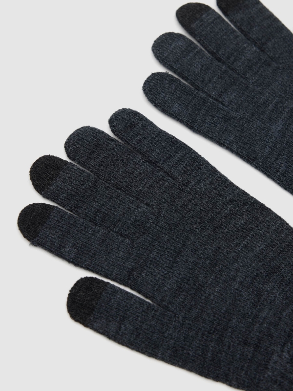 Guantes táctiles combinados gris oscuro vista detalle