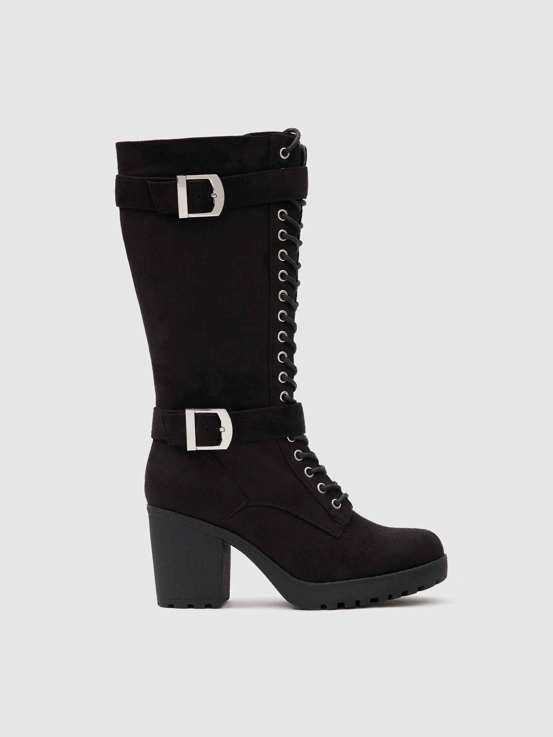 Botas de caña con hebilla negro