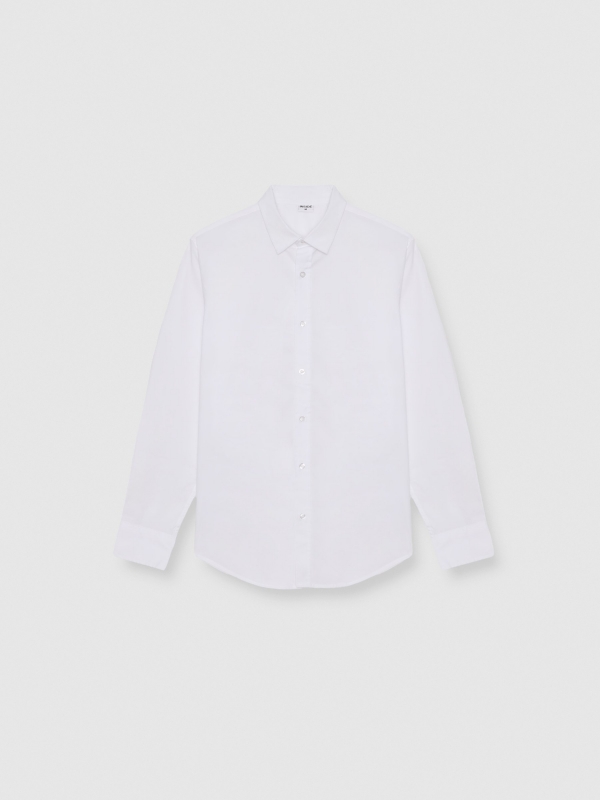  Camisa algodón manga larga blanco vista frontal