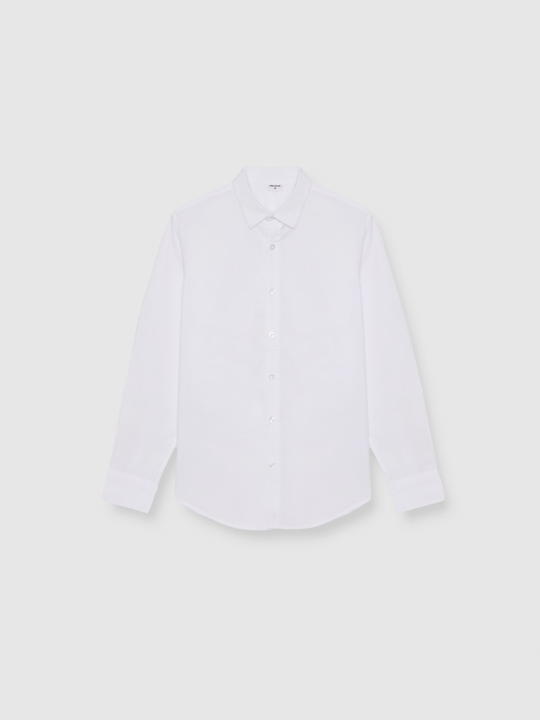 %Pto% Camisa algodão manga longa branco vista frontal