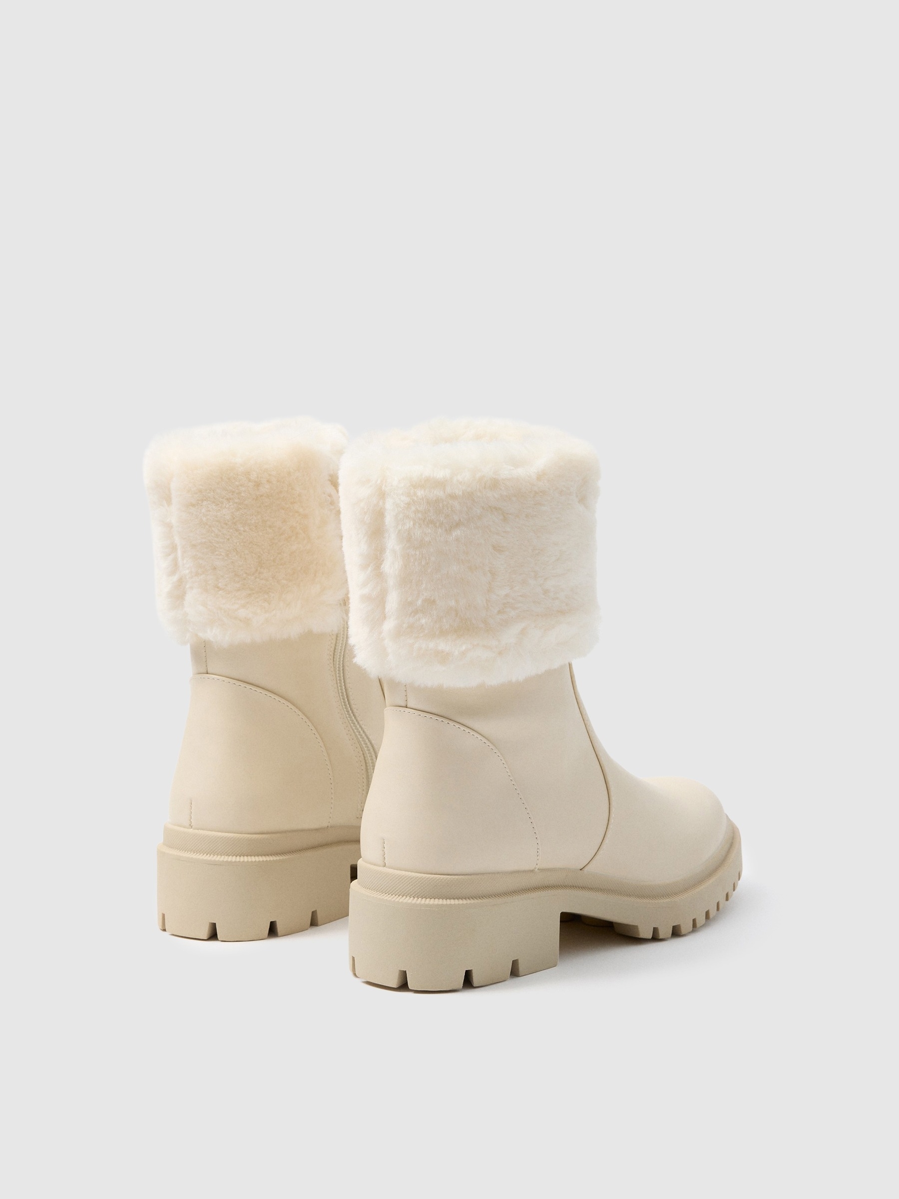 Botas de gola de pele de moda botas de tornozelo branco