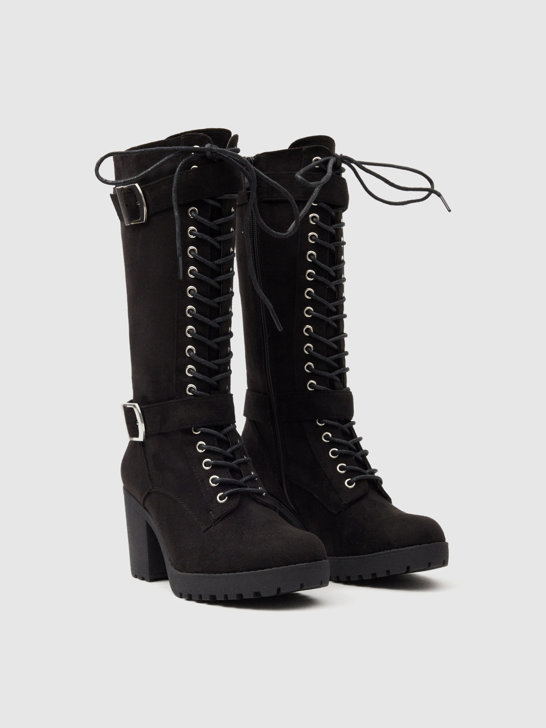 Botas de fivela com fecho de fivela preto