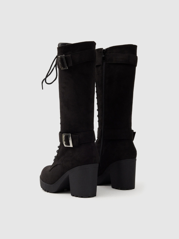 Boots with buckle black 45º back view